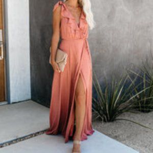Vici Beauty Secret Ruffle Tie Maxi Dress - Wood Rose - Small
